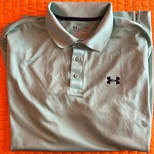 Under Armour turquoise short sleeved heat gear golf shirt Lg